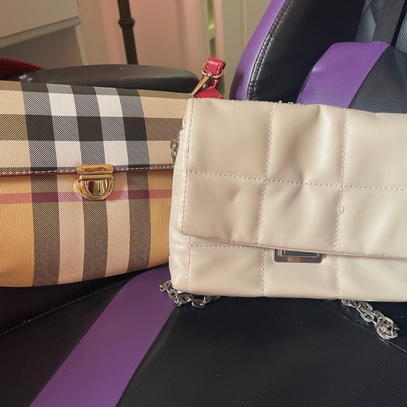 3 BundleForever 21 Cream Quilted Crossbody Bag,Red and Nude Crossbody Bag Cream - Picture 2 of 5